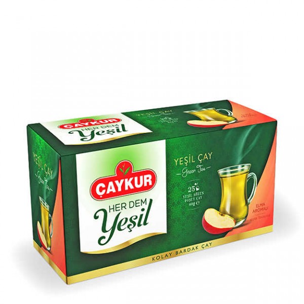 Çaykur Yeşil Çay Elmalı Süzen Poşet Çay 40 Gr