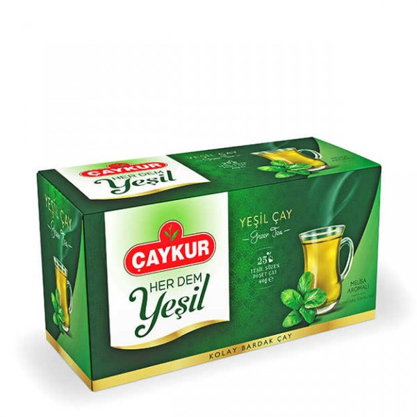 Çaykur Yeşil Çay Melisalı Süzen Poşet Çay 40 Gr