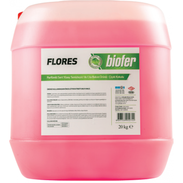 Biofer 20 Lt Flores Parfümlü Sert Yüzey Temizleyici Ve Cila Bakım Ürünü Çiçek Kokulu 