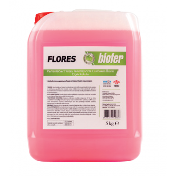 Biofer 5 Lt Flores Parfümlü Sert Yüzey Temizleyici Ve Cila Bakım Ürünü Çiçek Kokulu 