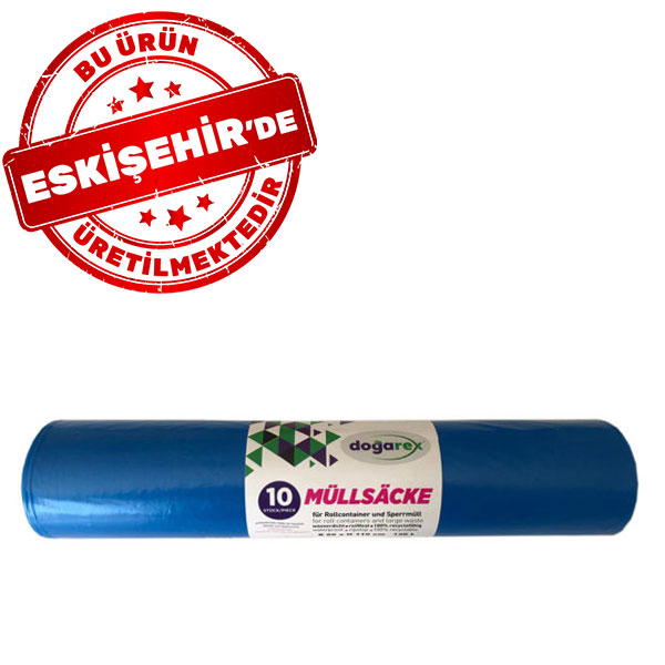 Doğarex Endüstriyel Jumbo Boy Çöp Torbası 80x110 cm 1 Rulo 10 Adet 300 gr Mavi