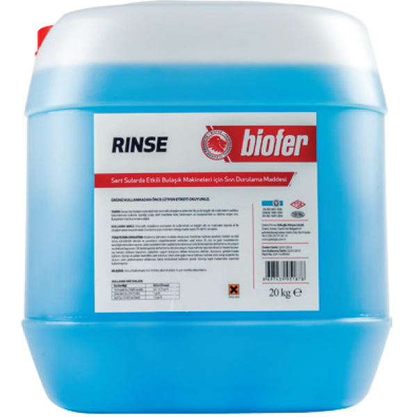 Biofer 20 Lt Rinse Sert Sularda Etkili Bulaşık Makinesi Sıvı Durulama Maddesi