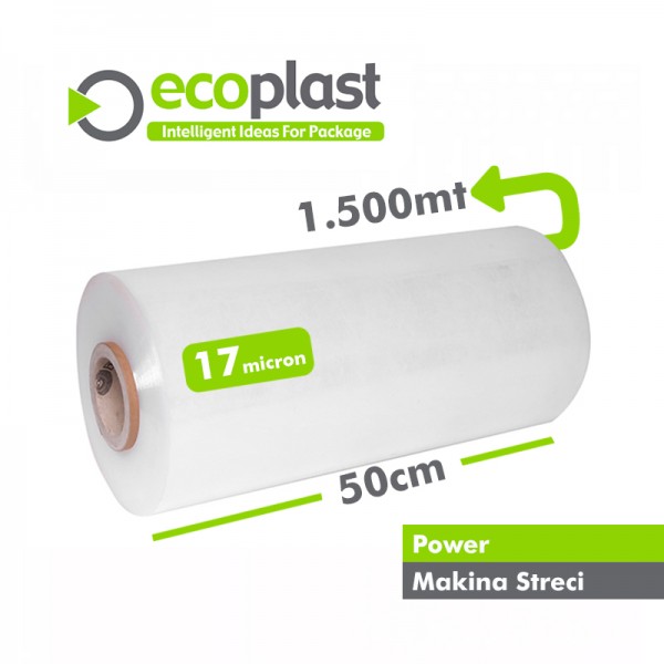 Ecoplast 17 Micron Makine Tipi Palet Streci Power 50 cm x 1500 mt.