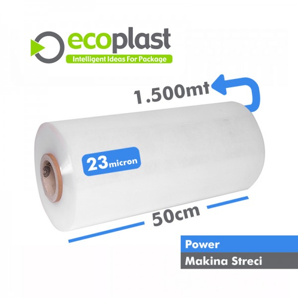 Ecoplast 23 Micron Makine Tipi Palet Streci Power 50 cm x 1500 mt.