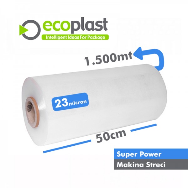 Ecoplast 23 Micron Makine Tipi Palet Streci Super Power 50 cm x 1500 mt.