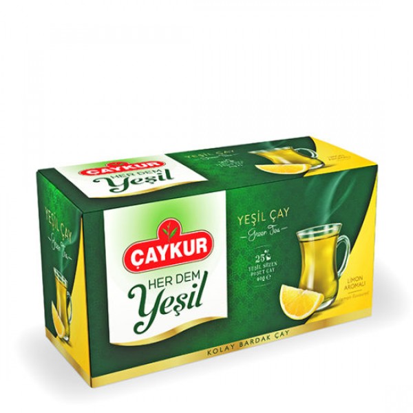 Çaykur Yeşil Çay Limonlu Süzen Poşet Çay 40 Gr