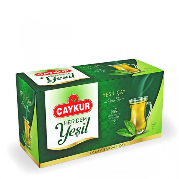 Çaykur Yeşil Çay Sade Süzen Poşet Çay 40 Gr